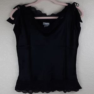 Charlotte Russe Cowl Neck Lace Trim Crop